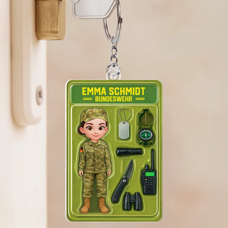 [3D-Optik] Soldat:in - Personalisiertes Geschenk | Acryl Schlüsselanhänger