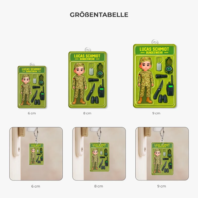 [3D-Optik] Soldat:in - Personalisiertes Geschenk | Acryl Schlüsselanhänger