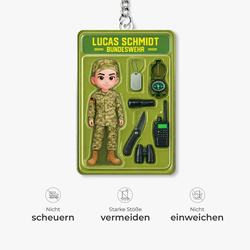 [3D-Optik] Soldat:in - Personalisiertes Geschenk | Acryl Schlüsselanhänger
