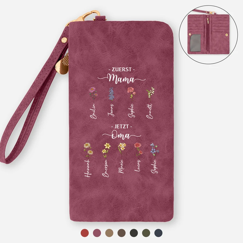 Erst Mama Jetzt Oma - Personalisiertes Geschenk | Wristlet Geldbörse
