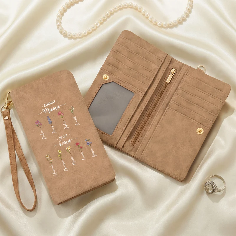 Erst Mama Jetzt Oma - Personalisiertes Geschenk | Wristlet Geldbörse