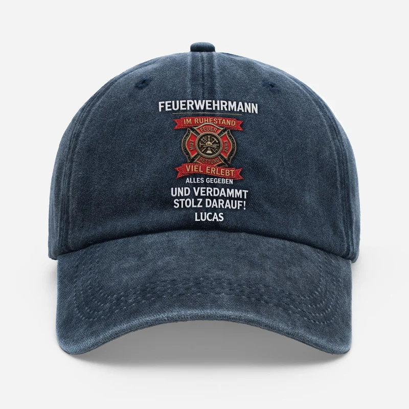 [3D-Optik] Feuerwehrmann Im Ruhestand - Personalisiertes Geschenk | Washed Cap