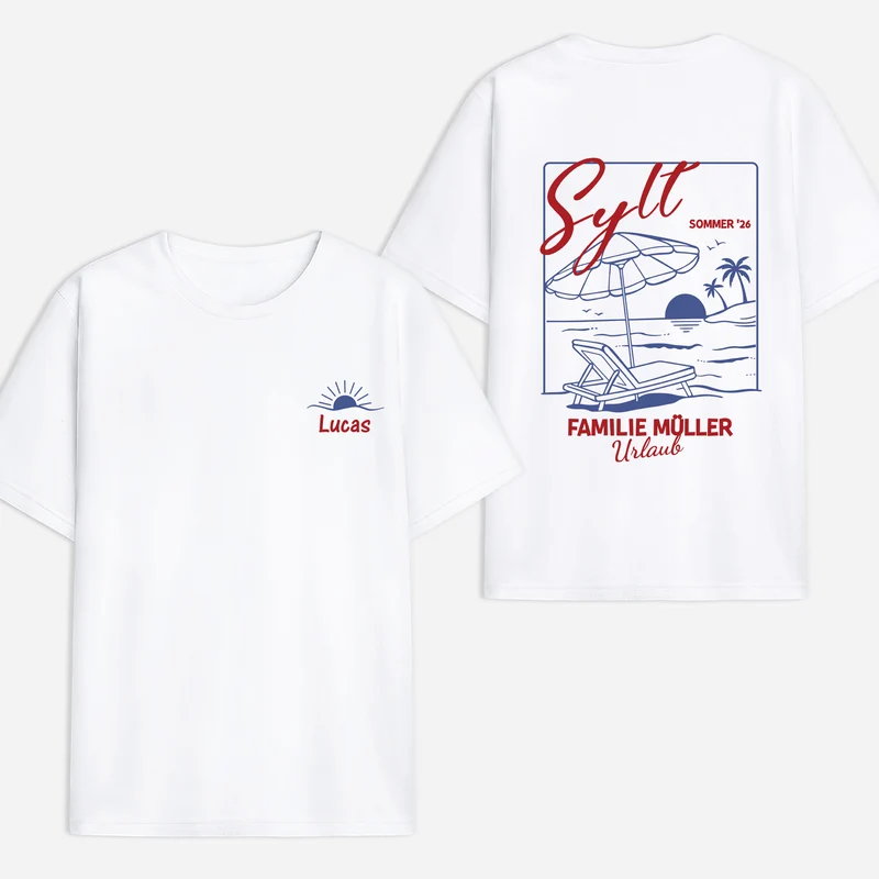 Sommerurlaub - Personalisierte Geschenke Familie | T Shirt Bedrucken Beidseitig