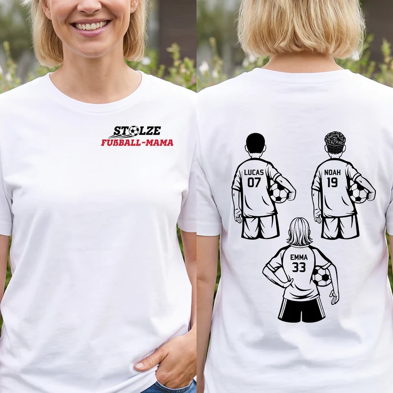 Fußball - Personalisiertes Geschenk | T Shirt Bedrucken Beidseitig Papa