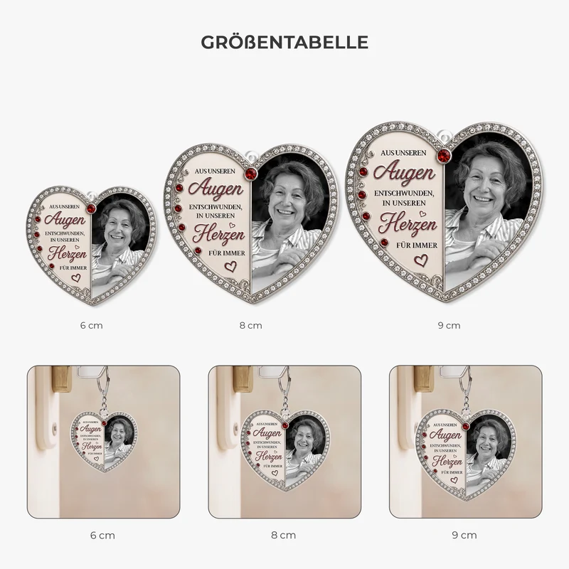 [3D-Optik] Aus Unseren Augen Entschwunden In Unseren Herzen Für Immer - Personalisierte Trauergeschenke | Acryl Schlüsselanhänger Foto