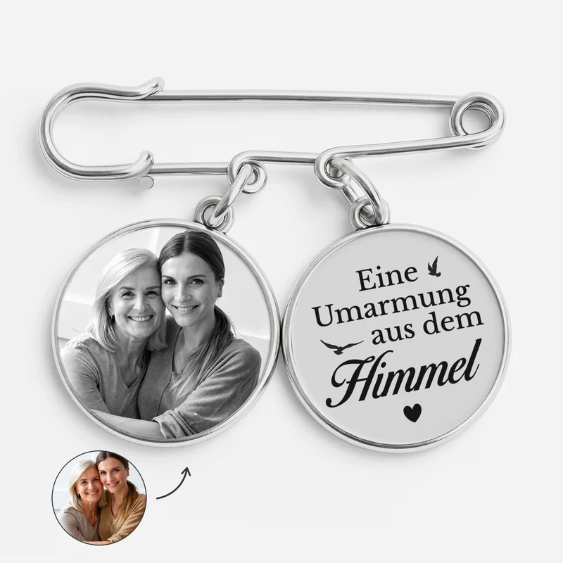Eine Umarmung Aus Dem Himmel - Personalisierte Trauergeschenke | Anstecknadel Charms Mit Foto