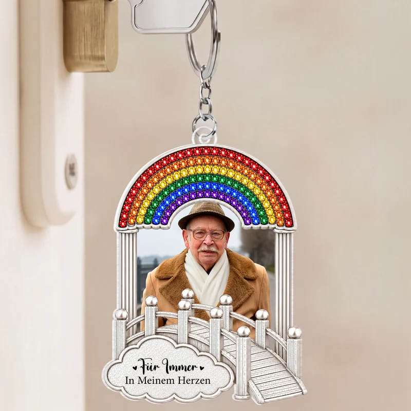 [3D-Optik] Für Immer In Meinem Herzen - Personalisierte Trauergeschenke | Acryl Schlüsselanhänger Papa Mama Foto