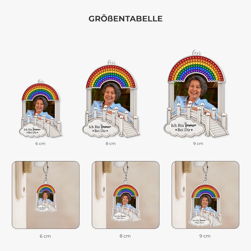 [3D-Optik] Für Immer In Meinem Herzen - Personalisierte Trauergeschenke | Acryl Schlüsselanhänger Papa Mama Foto