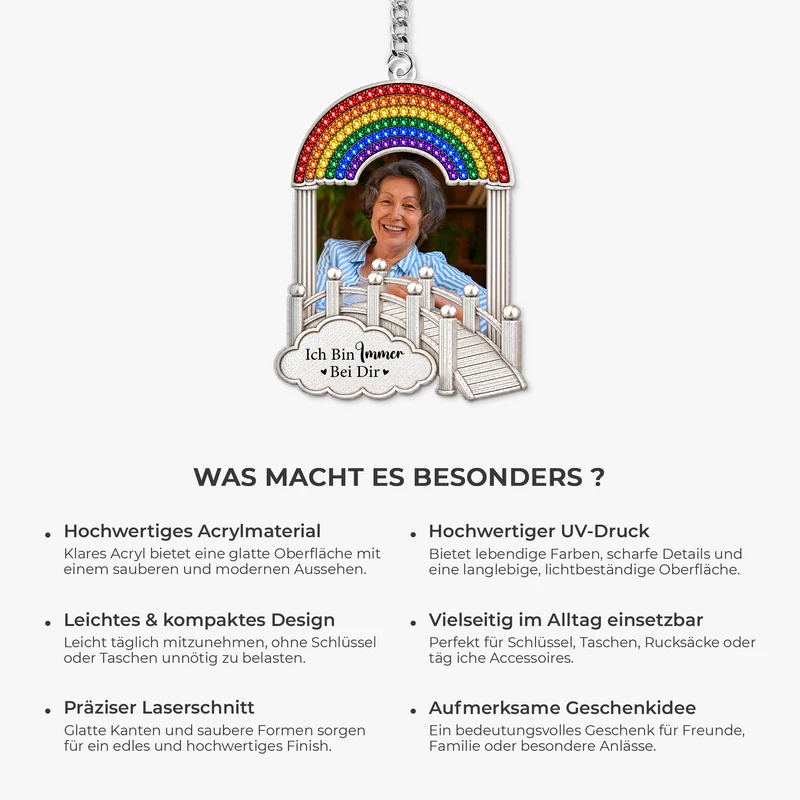 [3D-Optik] Für Immer In Meinem Herzen - Personalisierte Trauergeschenke | Acryl Schlüsselanhänger Papa Mama Foto