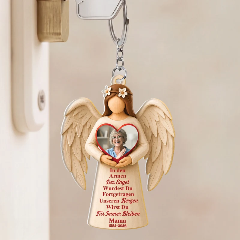 Du Wirst Für Immer In Meinem Herzen Bleiben - Personalisierte Trauergeschenke | Acryl Schlüsselanhänger Foto Papa Mama