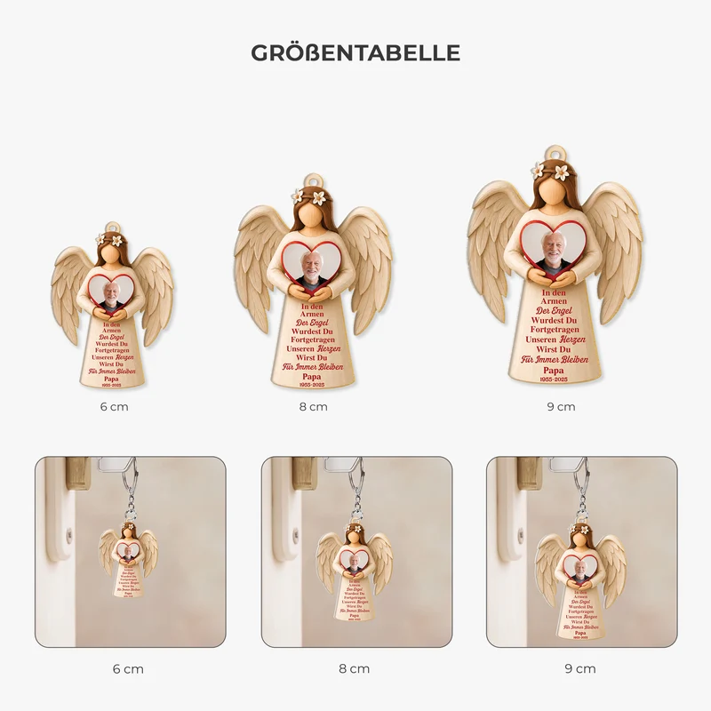 Du Wirst Für Immer In Meinem Herzen Bleiben - Personalisierte Trauergeschenke | Acryl Schlüsselanhänger Foto Papa Mama