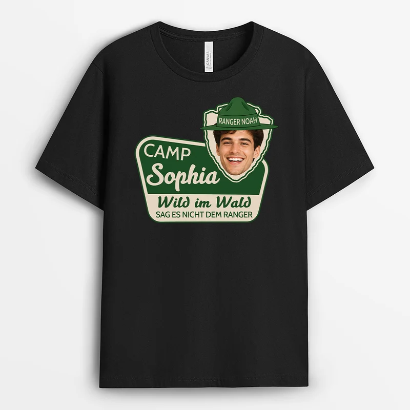 Wild Im Wald Sag Es Nicht Dem Ranger - Personalisiertes Geschenk | Camping T Shirt Mit Gesicht