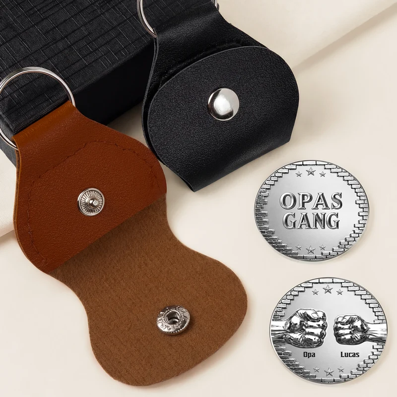 [3D-Optik] Papas Gang - Personalisiertes Geschenk | Pocket Hug Schlüsselanhänger Papa Opa