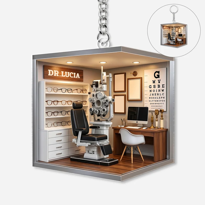 [3D-Optik] Klinik Für Augenheilkunde - Personalisiertes Geschenk | Acryl Schlüsselanhänger