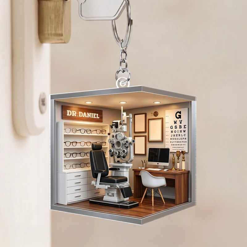[3D-Optik] Klinik Für Augenheilkunde - Personalisiertes Geschenk | Acryl Schlüsselanhänger