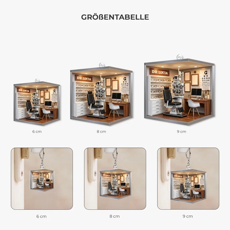 [3D-Optik] Klinik Für Augenheilkunde - Personalisiertes Geschenk | Acryl Schlüsselanhänger