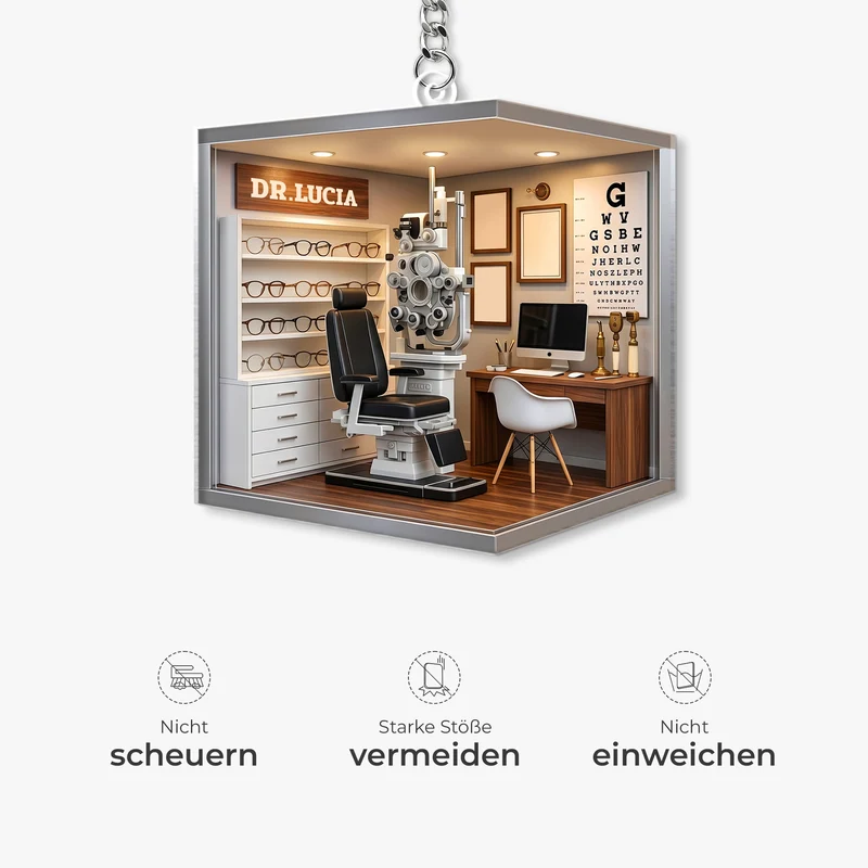[3D-Optik] Klinik Für Augenheilkunde - Personalisiertes Geschenk | Acryl Schlüsselanhänger