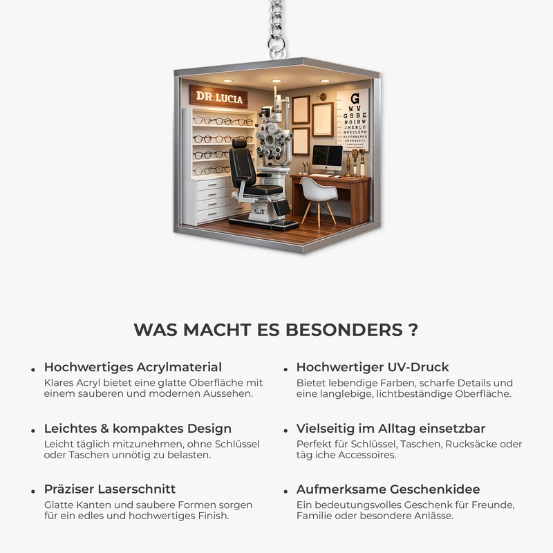 [3D-Optik] Klinik Für Augenheilkunde - Personalisiertes Geschenk | Acryl Schlüsselanhänger