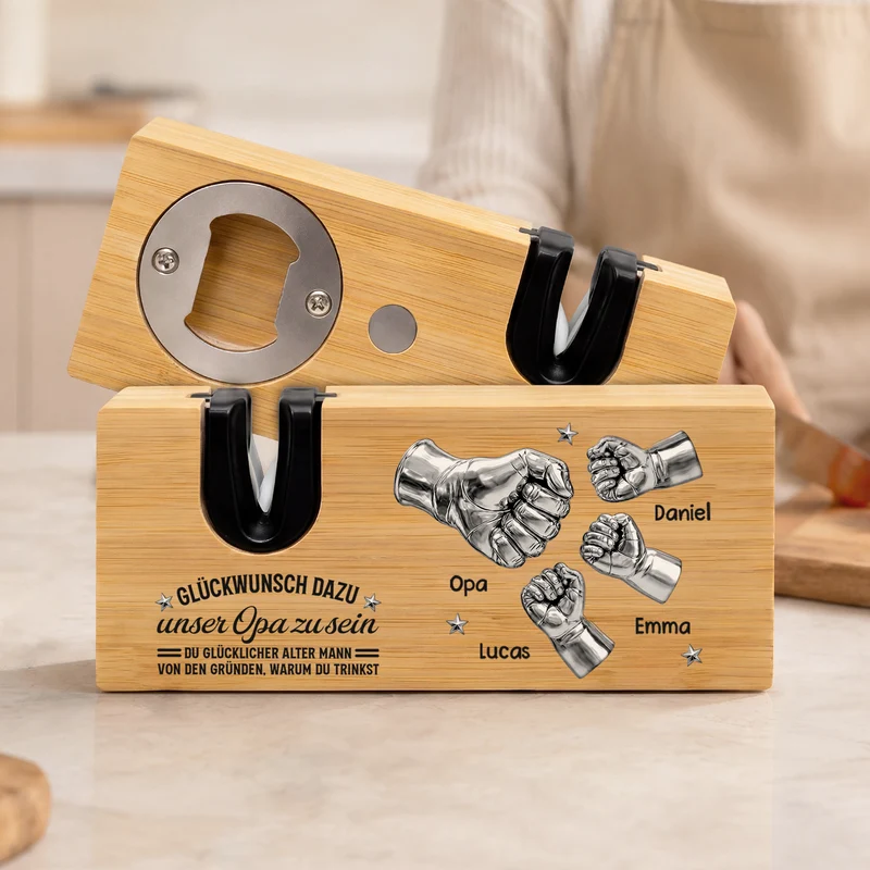 Glückwunsch Dazu Mein Papa Zu Sein - Personalisiertes Geschenk | Messerschärfer mit Flaschenöffner Papa Opa