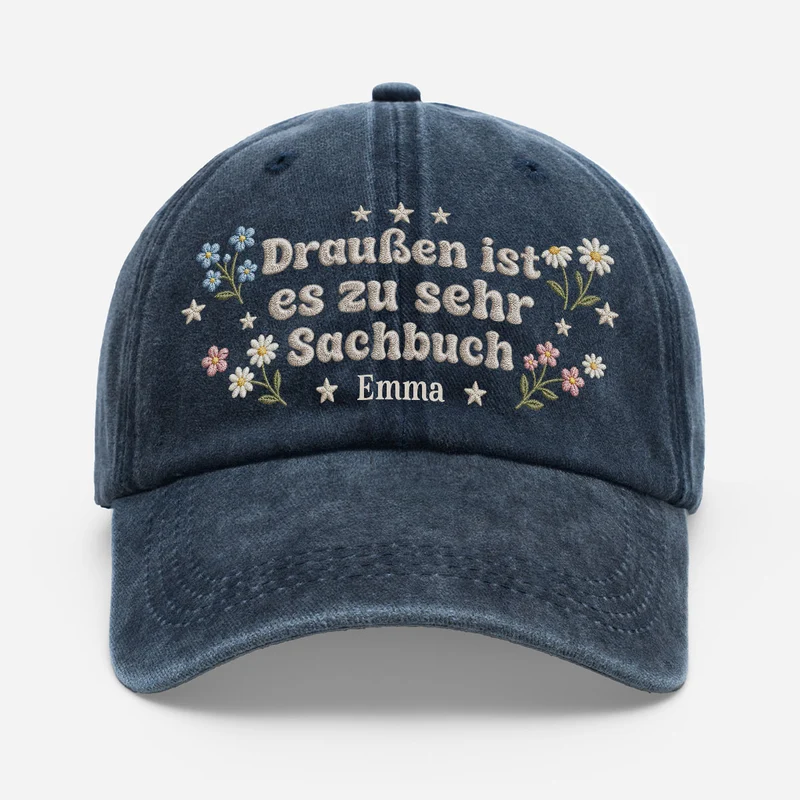 [3D-Optik] Draußen Ist Es Zu Sehr Sachbuch - Washed Cap Personalisiert Für Leseratten