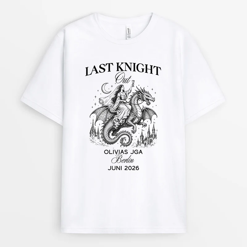Last Knight Out - Personalisierte Hochzeitsgeschenke | Brautjungfer Braut Shirt JGA