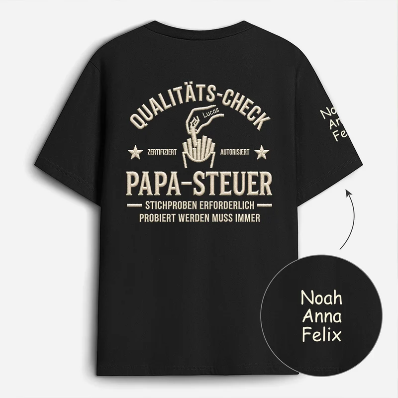 [3D-Optik] Probiert Werden Muss Immer - Personalisiertes Geschenk | T-Shirt Mit Rücken- Und Ärmelprint Lustig Papa Opa