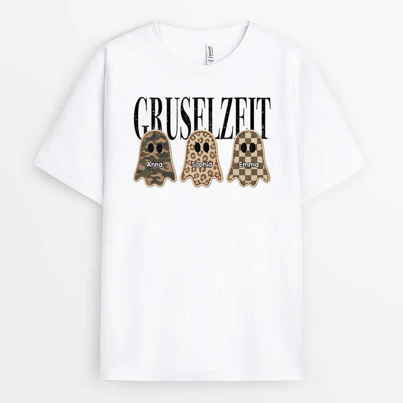[3D-Optik] Gruselzeit - Personalisiertes Geschenk | Shirt Halloween Weiß