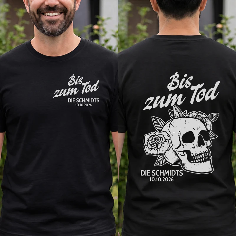 Bis Zum Tod - Personalisierte Geschenke Paar | T Shirt Bedrucken Beidseitig Halloween