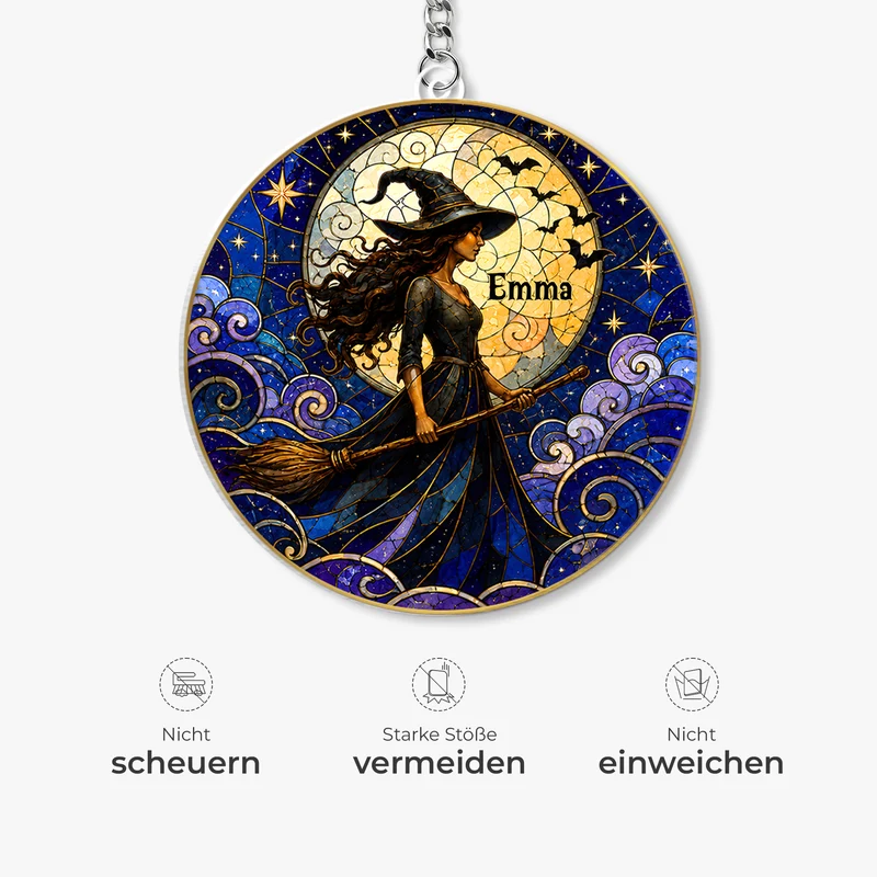 [3D-Optik] Hexe Frau - Personalisiertes Geschenk | Acryl Schlüsselanhänger Halloween