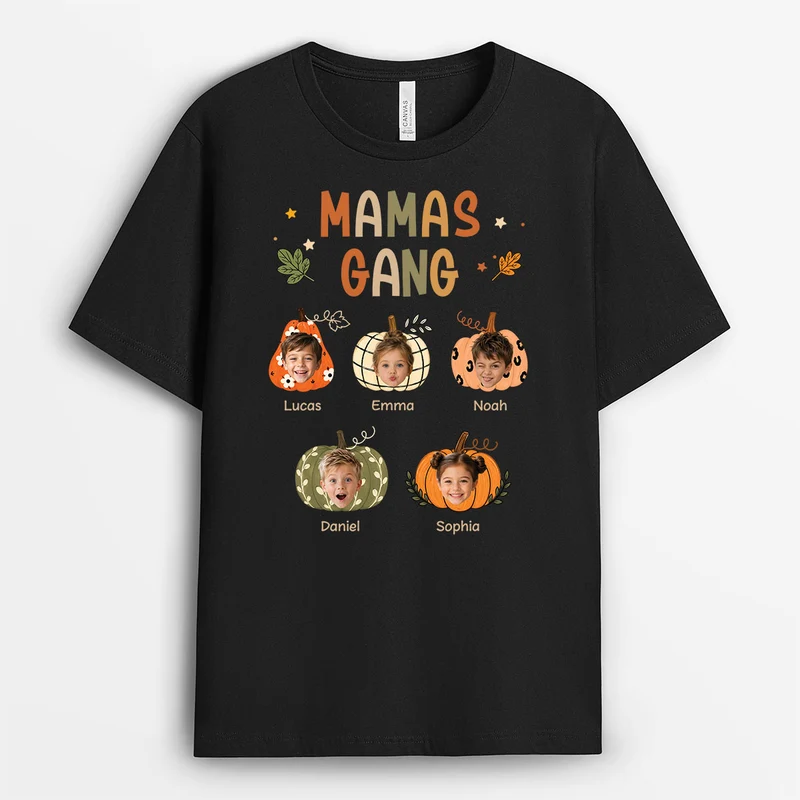 Papas Gang - Personalisiertes Geschenk | Mama Papa Shirt Mit Gesicht Herbst