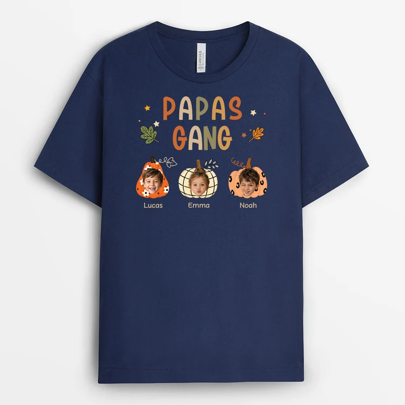 Papas Gang - Personalisiertes Geschenk | Mama Papa Shirt Mit Gesicht Herbst