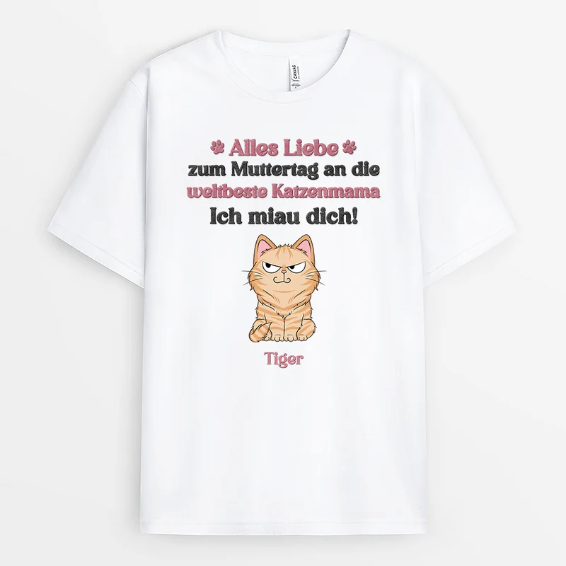 Muttertag Vatertag Ich Miau Dich - Personalisierte Geschenke Katze | T Shirt