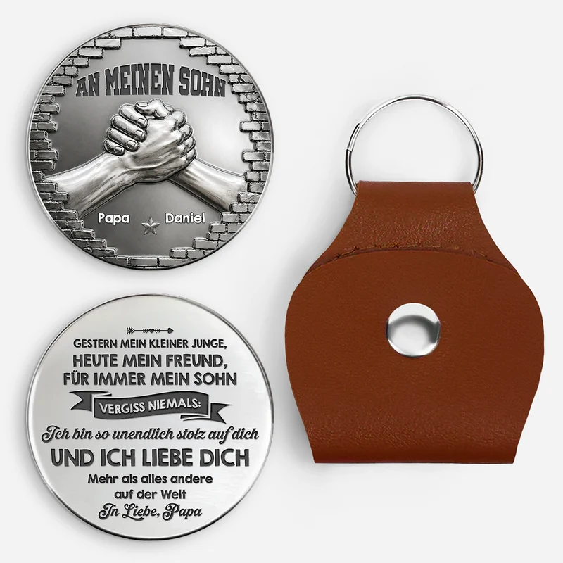 [3D-Optik] Ich Liebe Dich Mehr Als Alles Auf Der Welt - Personalisiertes Geschenk | Pocket Hug Schlüsselanhänger Enkel & Sohn