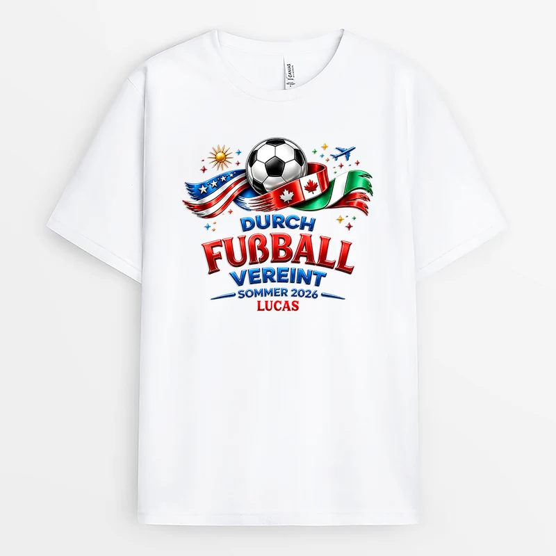 [3D-Optik] Durch Fußball Vereint - Personalisiertes Geschenk | Fussball Shirt