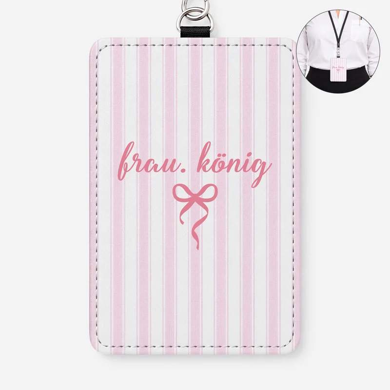 Lehrerin - Personalisiertes Geschenk | Leder Ausweishalter Mit Band Streifen