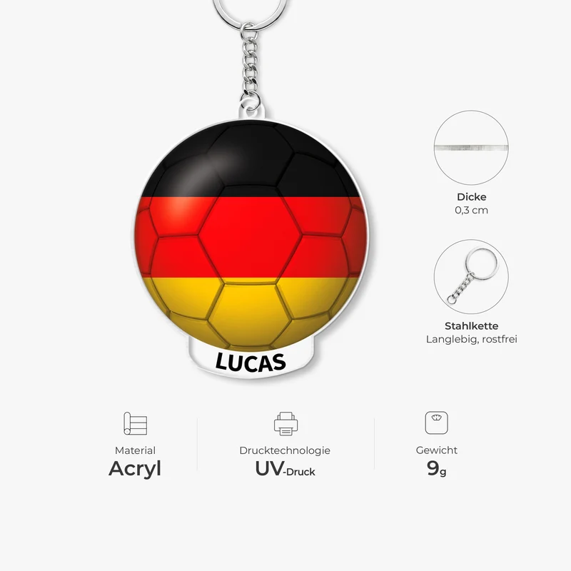 Schlüsselanhänger Mit Fussball - Personalisiertes Geschenk | Acryl Schlüsselanhänger