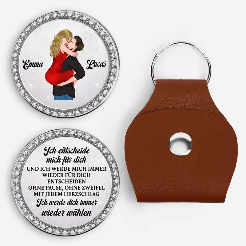 [3D-Optik] Ich Entscheide Mich Für Dich - Personalisierte Geschenke Paar | Pocket Hug Schlüsselanhänger