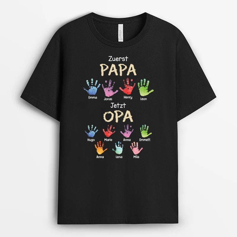 Zuerst Papa Jetzt Opa - Personalisiertes Geschenk | Weißes T-Shirt Opa