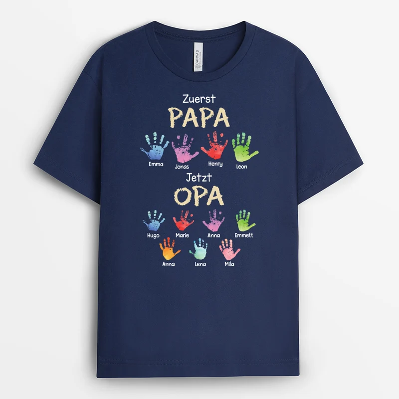 Zuerst Papa Jetzt Opa - Personalisiertes Geschenk | Weißes T-Shirt Opa