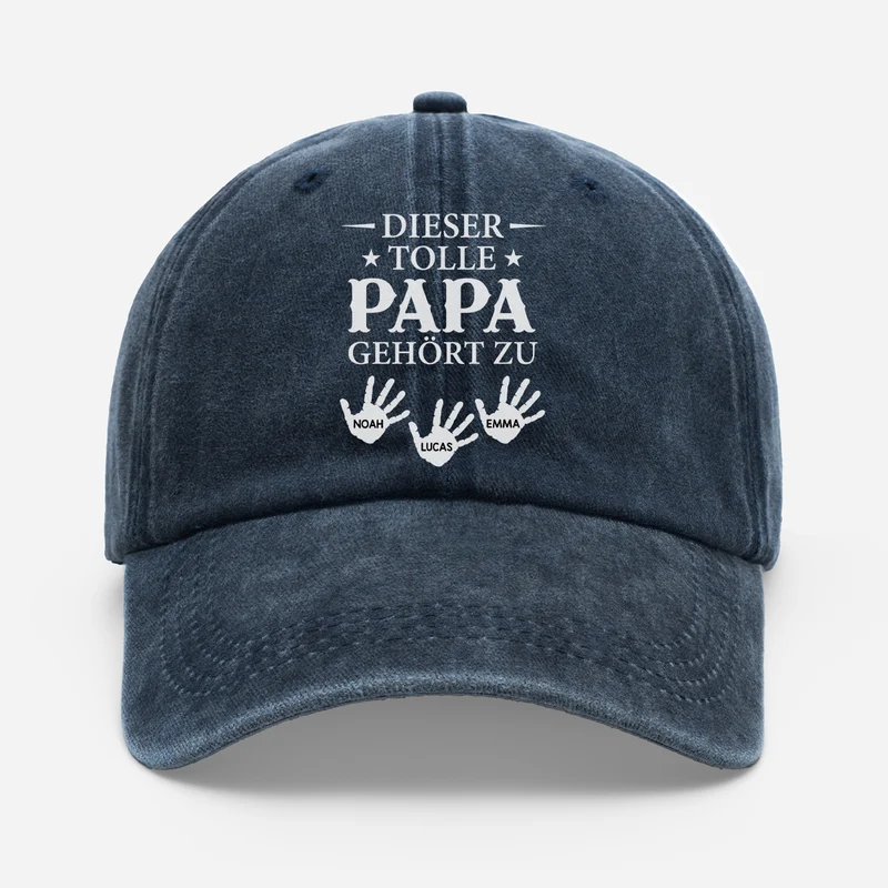 Dieser Tolle Papa Gehört Zu - Personalisiertes Geschenk | Washed Cap Opa Papa