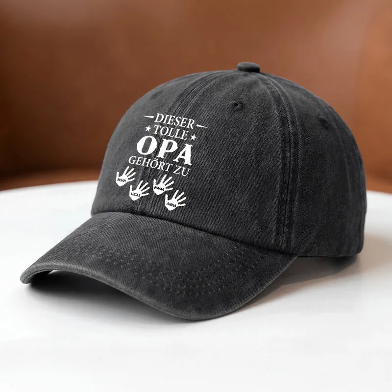 Dieser Tolle Papa Gehört Zu - Personalisiertes Geschenk | Washed Cap Opa Papa