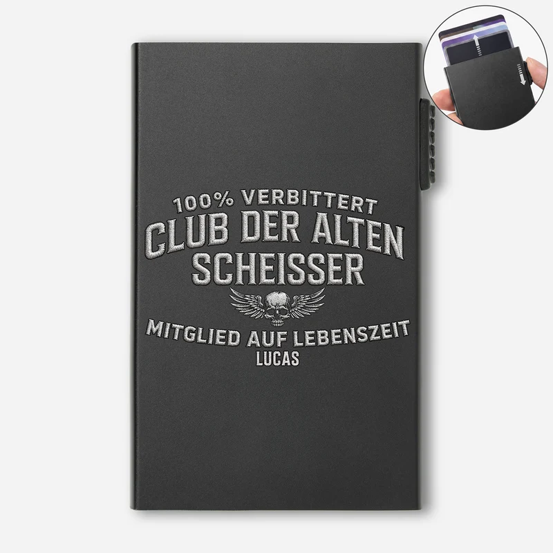 Old Fuckers Club - Personalisierte Geschenke Für Männer | Aluminium Kreditkartenetui Lustig