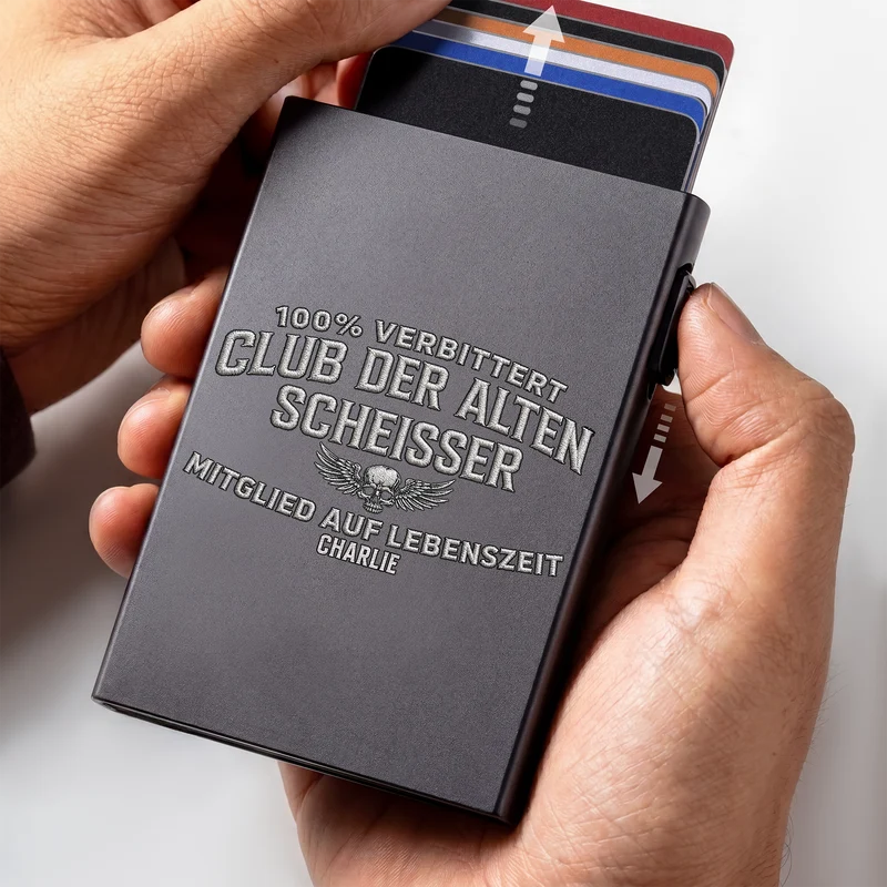 Old Fuckers Club - Personalisierte Geschenke Für Männer | Aluminium Kreditkartenetui Lustig