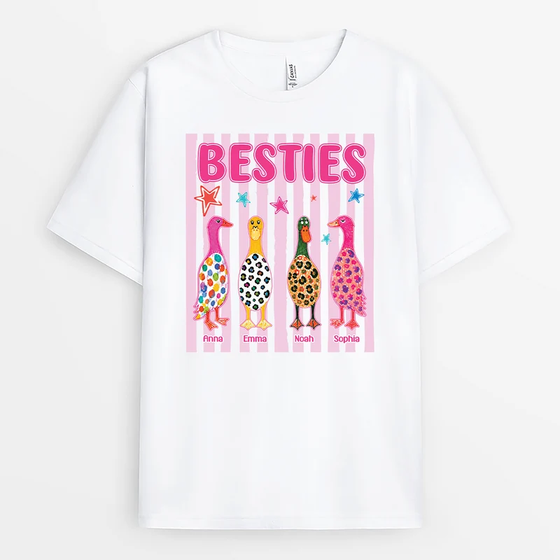 Besties Gänse - Personalisiertes Geschenk | Freundschafts T Shirts Weiß
