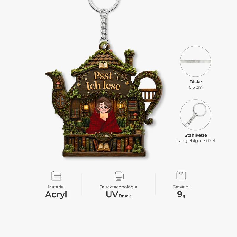 Psst Ich Lese - Personalisierte Geschenke Für Leseratten Männer Frauen | Acryl Schlüsselanhänger