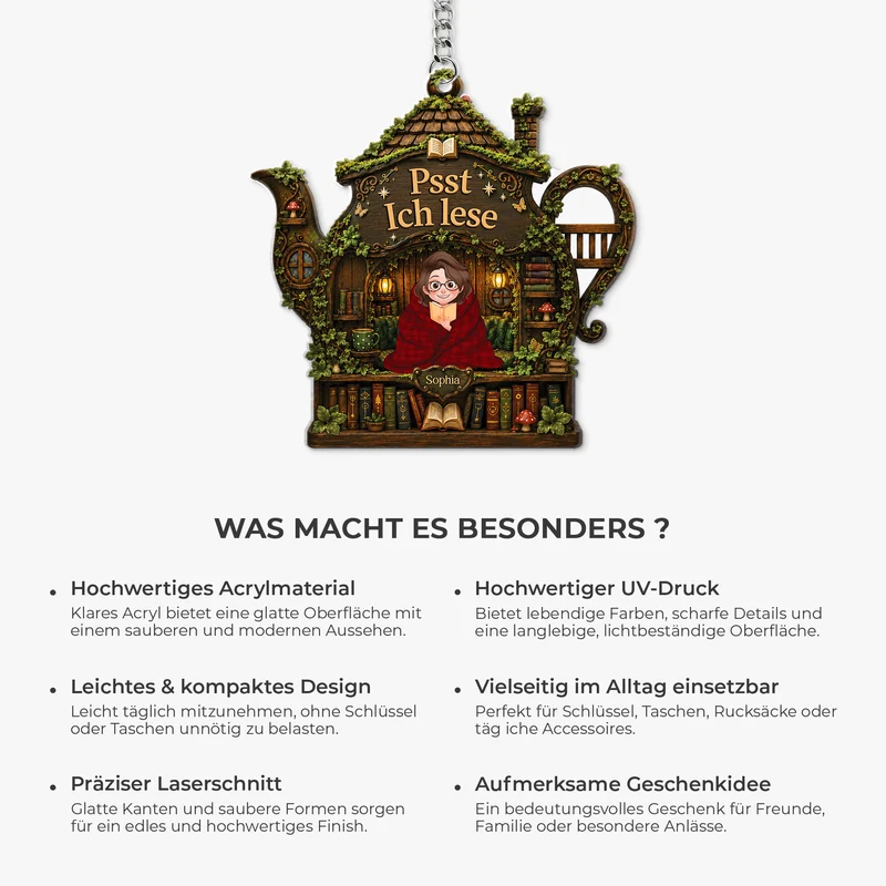 Psst Ich Lese - Personalisierte Geschenke Für Leseratten Männer Frauen | Acryl Schlüsselanhänger
