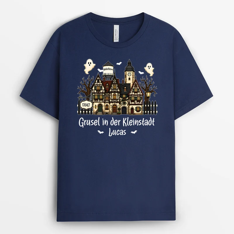 Grusel In Der Kleinstadt - Personalisiertes Geschenk | T Shirts Damen Männer Halloween Schwarz
