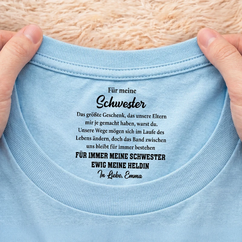 Für Immer Mein Bruder Ewig Mein Held - Personalisiertes Geschenk | Weißes T Shirt Nackenlabel Drucken Bruder Schwester