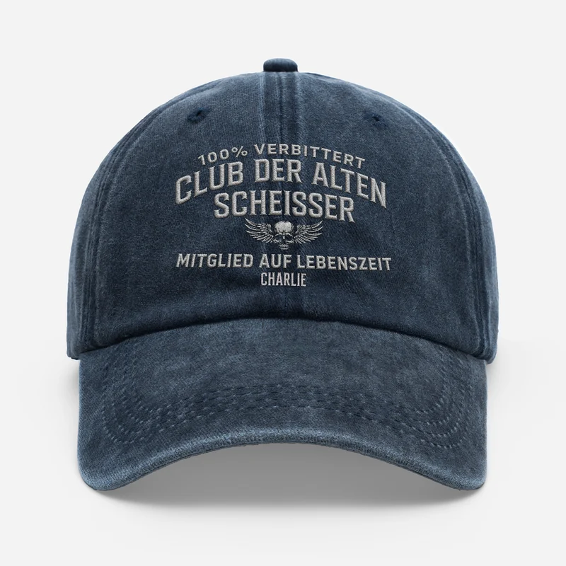 100 % Verbittert Club Der Alten Scheisser Mitglied Auf Lebenszeit - Personalisierte Geschenke Lustig | Washed Cap Opa Papa