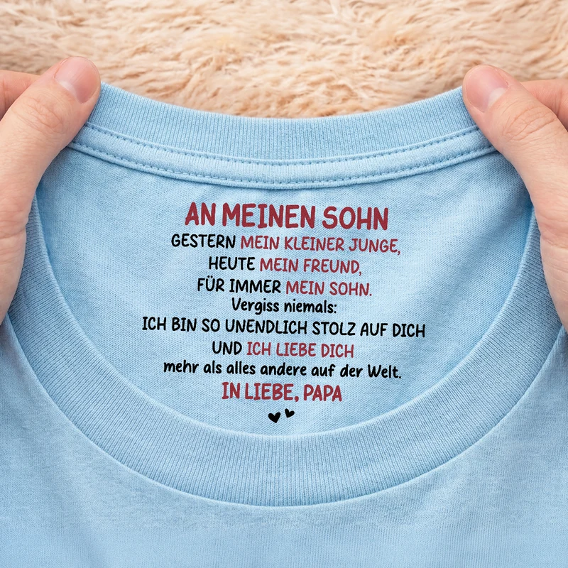 Ich Liebe Dich Mehr Als Alles Andere Auf Der Welt - Personalisiertes Geschenk | Weißes T Shirt Nackenlabel Drucken Sohn Tochter Männer Frauen